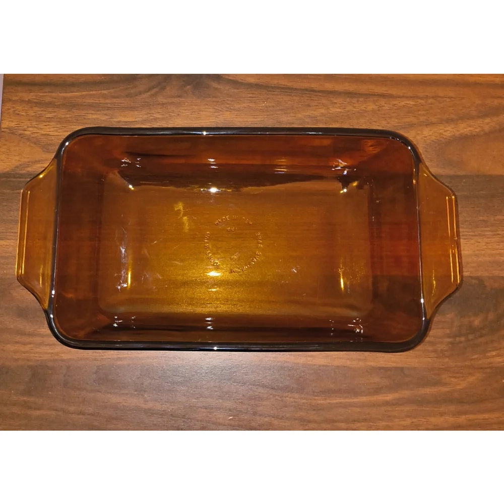 Anchor Hocking Harvest Basket Buffet Amber Brown Glass 9x5 Deep Loaf Baking Dish